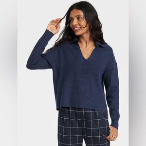 A New Day Women's Ribbed Collared Polo Sweater